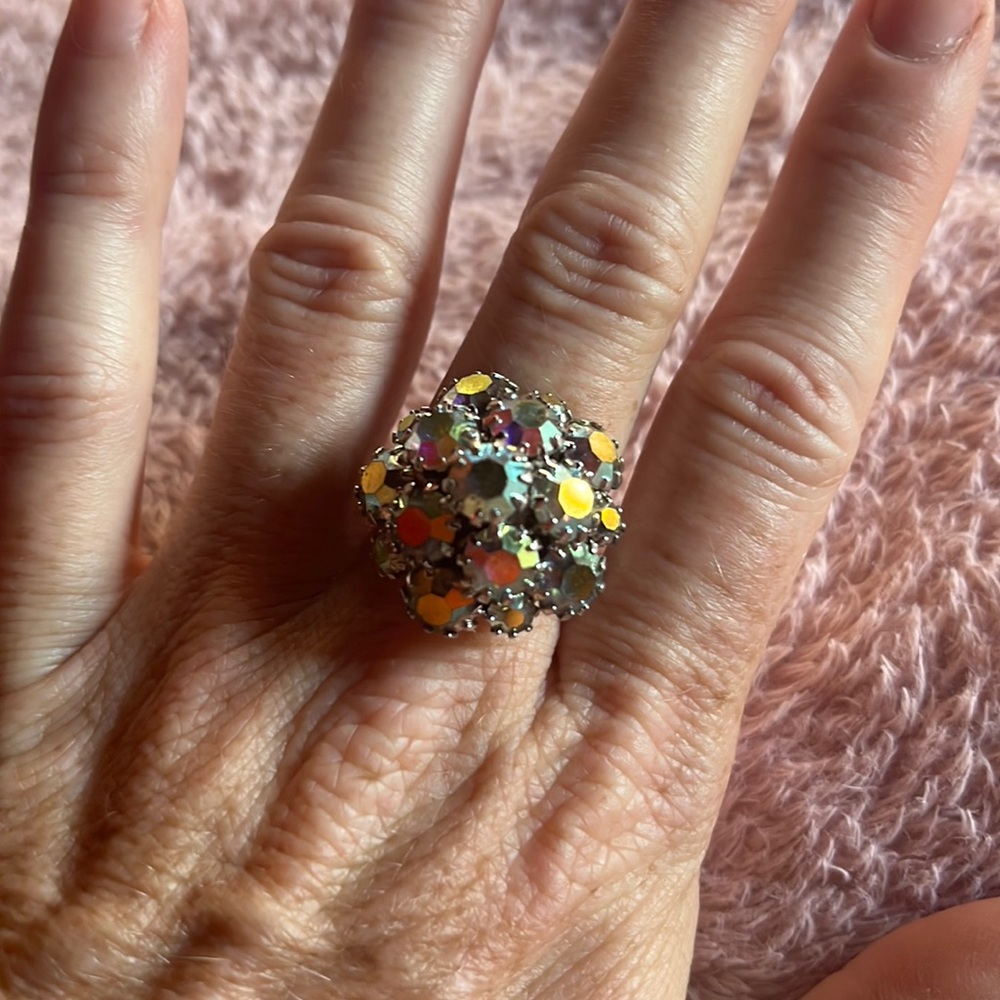 Bling Ring - adjustable ring - Vintage Sarah Coventry Cluster ring